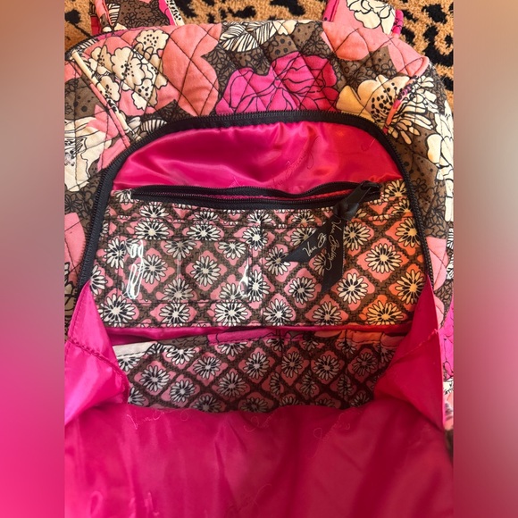 Vera Bradley Laptop Backpack In Mocha Rouge Pattern - Picture 4 of 7